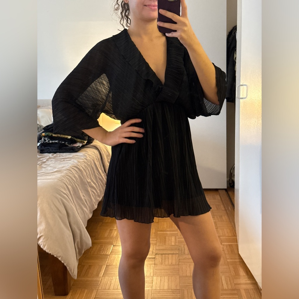 Black Sheer Ruffle Dress